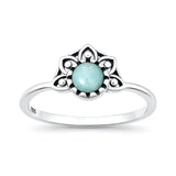Sterling Silver Oxidized And Polished Henna Larimar Stone Ring