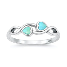 Load image into Gallery viewer, Sterling Silver Oxidized And Polished Hearts Turquoise Stone Ring