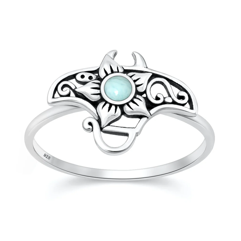 Sterling Silver Oxidized And Polished V Shaped Black Onyx Stone Ring
