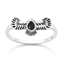 Load image into Gallery viewer, Sterling Silver Oxidized And Polished Cheetah Blue Lab Opal Ring