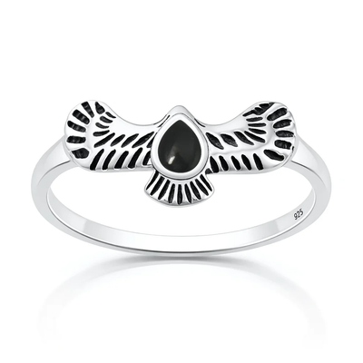 Sterling Silver Oxidized And Polished Cheetah Blue Lab Opal Ring