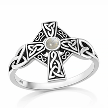 Load image into Gallery viewer, Sterling Silver Oxidized And Polished Boho Crown Larimar Stone Ring