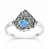 Sterling Silver Oxidized And Polished Spider And Web Blue Lab Opal Ring