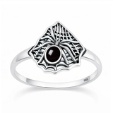 Sterling Silver Oxidized And Polished Spider And Web Black Onyx Stone Ring