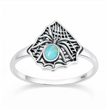 Sterling Silver Oxidized And Polished Spider And Web Turquoise Stone Ring