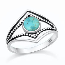 Load image into Gallery viewer, Sterling Silver Oxidized And Polished 15.8mm Turquoise Stone Ring