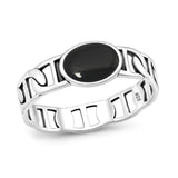 Sterling Silver Oxidized And Polished Mariner Band Black Onyx Ring