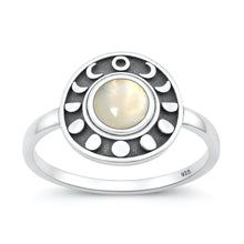 Load image into Gallery viewer, Sterling Silver Oxidized And Polished Moon Phases Moonstone Ring