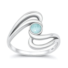 Load image into Gallery viewer, Sterling Silver Oxidized And Polished Larimar Swirl Ring