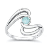 Sterling Silver Oxidized And Polished Larimar Swirl Ring