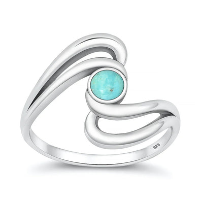 Sterling Silver Oxidized And Polished Turquoise Swirl Ring