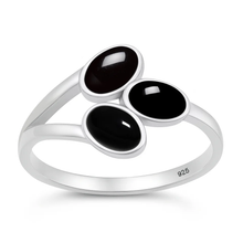 Load image into Gallery viewer, Sterling Silver Oxidized And Polished Ovals Black Onyx Stone Ring