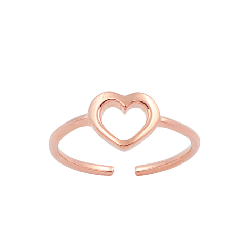 Sterling Silver Rose Gold Plated Heart Toe Ring