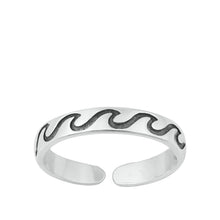 Load image into Gallery viewer, Sterling Silver Oxidized Waves Toe Ring