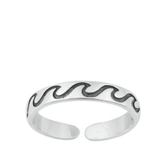 Sterling Silver Oxidized Waves Toe Ring