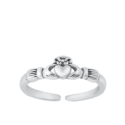 Sterling Silver Oxidized Claddagh Toe Ring