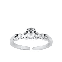 Load image into Gallery viewer, Sterling Silver Oxidized Claddagh Toe Ring