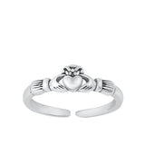 Sterling Silver Oxidized Claddagh Toe Ring