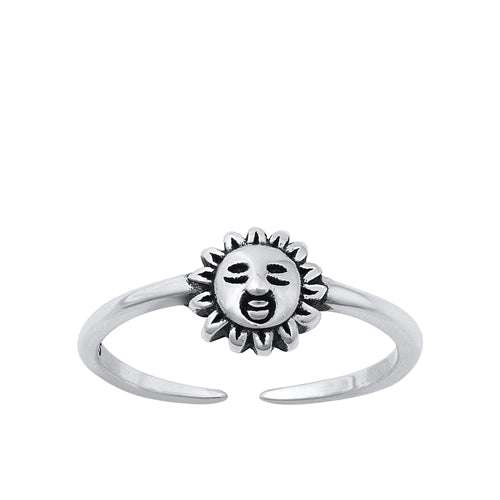Sterling Silver Oxidized Sun Toe Ring