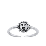 Sterling Silver Oxidized Sun Toe Ring