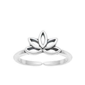 Sterling Silver Oxidized Lotus Toe Ring