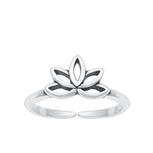Load image into Gallery viewer, Sterling Silver Oxidized Lotus Toe Ring
