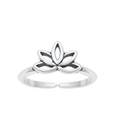 Sterling Silver Oxidized Lotus Toe Ring