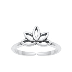 Sterling Silver Oxidized Lotus Toe Ring