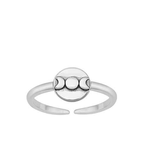 Sterling Silver Oxidized Moon Phases Toe Ring