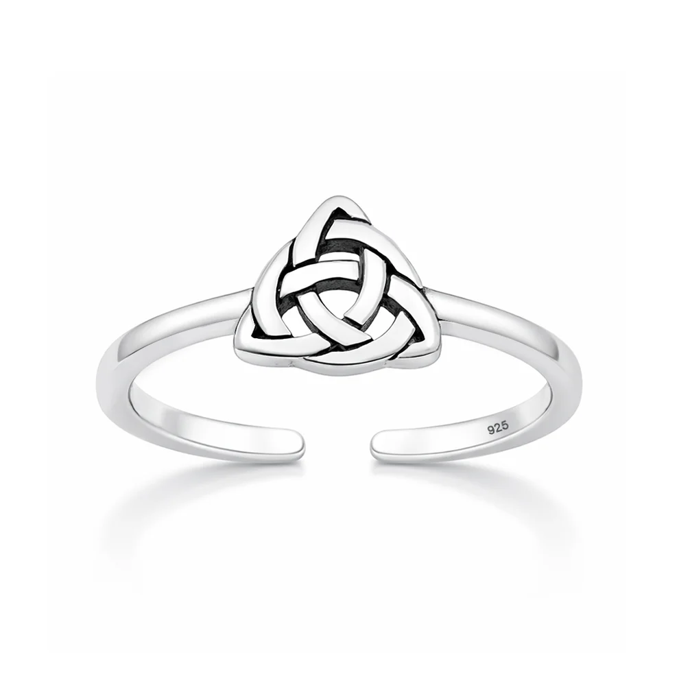 Sterling Silver Oxidized And Polished Celtic Knot Toe Ring