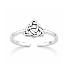 Load image into Gallery viewer, Sterling Silver Oxidized And Polished Celtic Knot Toe Ring