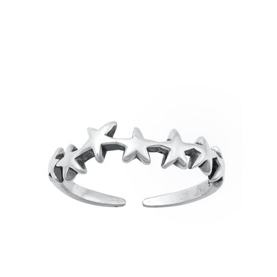 Sterling Silver Oxidized Stars Toe Ring