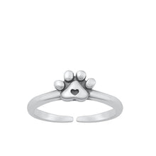 Load image into Gallery viewer, Sterling Silver Oxidized Paw Print Toe Ring-5mm