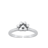 Sterling Silver Oxidized Paw Print Toe Ring-5mm