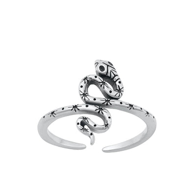 Sterling Silver Oxidized Snake Toe Ring