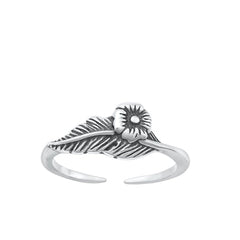 Sterling Silver Oxidized Flower Toe Ring