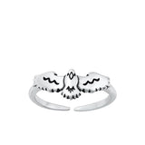 Sterling Silver Oxidized Bird Toe Ring-6mm