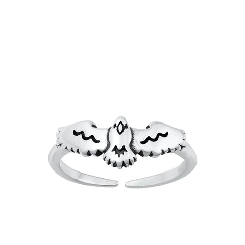 Sterling Silver Oxidized Bird Toe Ring-6mm