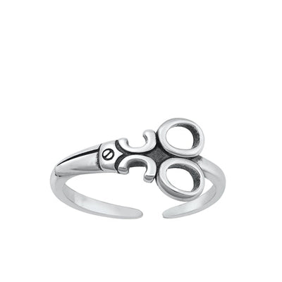 Sterling Silver Oxidized Scissors Toe Ring