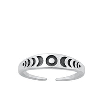 Load image into Gallery viewer, Sterling Silver Oxidized Moon Phases Toe Ring-4.2mm