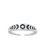 Sterling Silver Oxidized Moon Phases Toe Ring-4.2mm