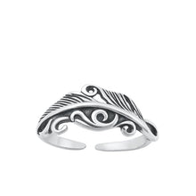 Load image into Gallery viewer, Sterling Silver Oxidized Feather Toe Ring-6.6mm