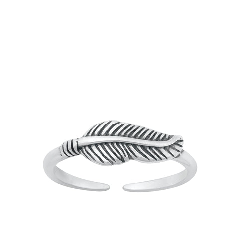 Sterling Silver Oxidized Feather Toe Ring