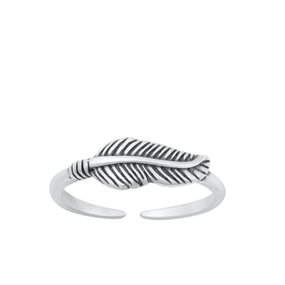 Sterling Silver Oxidized Feather Toe Ring