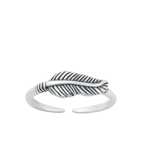 Sterling Silver Oxidized Feather Toe Ring