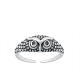 Sterling Silver Oxidized Owl Toe Ring