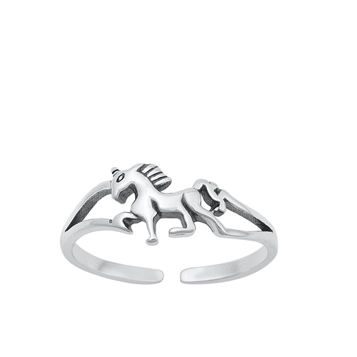 Sterling Silver Oxidized Horse Toe Ring