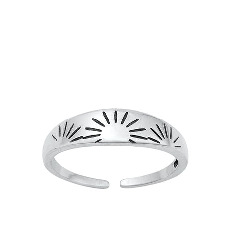 Sterling Silver Oxidized Sun Rays Toe Ring