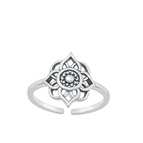 Sterling Silver Oxidized Mandala Pendant Toe Ring