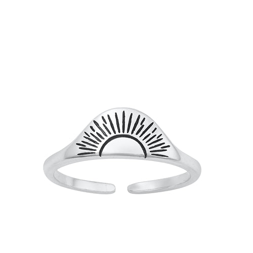 Sterling Silver Oxidized Sunrise Toe Ring